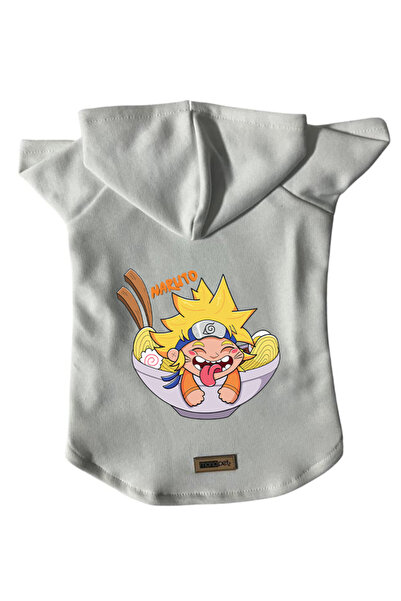 Monopetz سويت شيرت من الصوف بغطاء للرأس للكلاب والقطط - أبيض ناروتو - مقاس XL