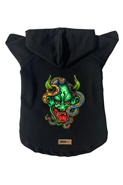 Monopetz سويت شيرت من الصوف بغطاء للرأس ملابس للكلاب والقطط - أسود سيد الثعبا...