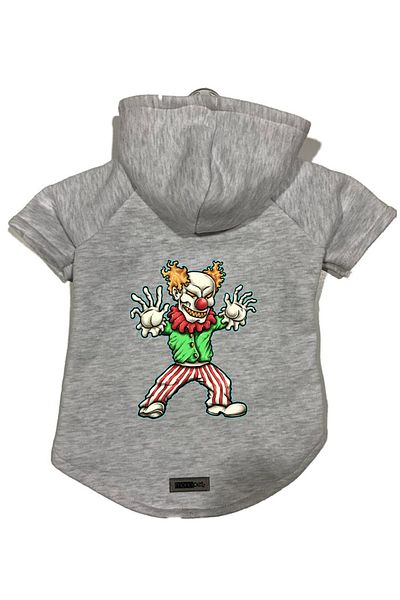 Monopetz Hooded Fleece Sweatshirt Dog and Cat Outfit & Dress - Gray Evil Clown