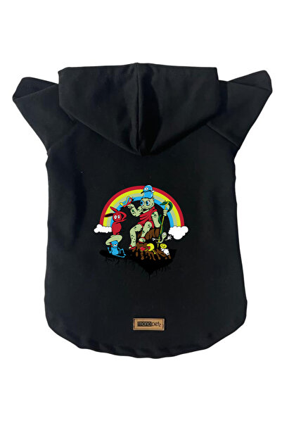 Monopetz سويت شيرت من الصوف بغطاء للرأس ملابس للكلاب والقطط - مدينة سوداء مقا...