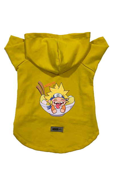 Monopetz سويت شيرت من الصوف بغطاء للرأس ملابس للكلاب والقطط - أصفر ناروتو - م...