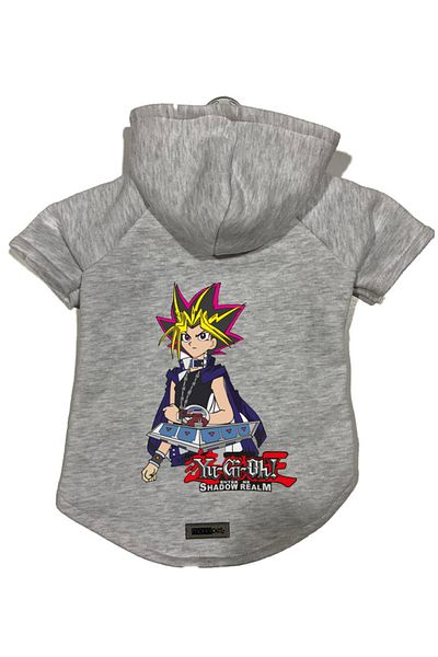 Monopetz Hooded Fleece Sweatshirt Dog and Cat Outfit & Dress - Gray Yugi Oh