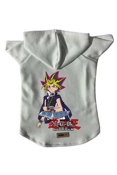 Monopetz Hooded Fleece Sweatshirt Dog and Cat Outfit & Dress - White Yugi Oh