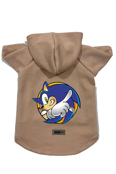 Monopetz Hooded Fleece Sweatshirt Dog and Cat Outfit & Dress - Beige Sonic