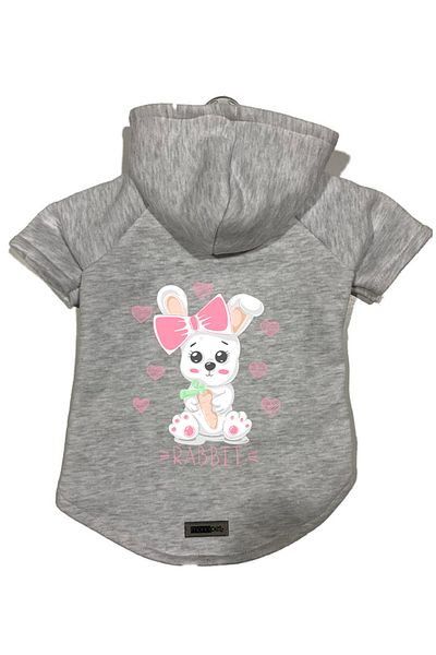 Monopetz Hooded Fleece Sweatshirt Dog and Cat Outfit & Dress - Gray Rabbit