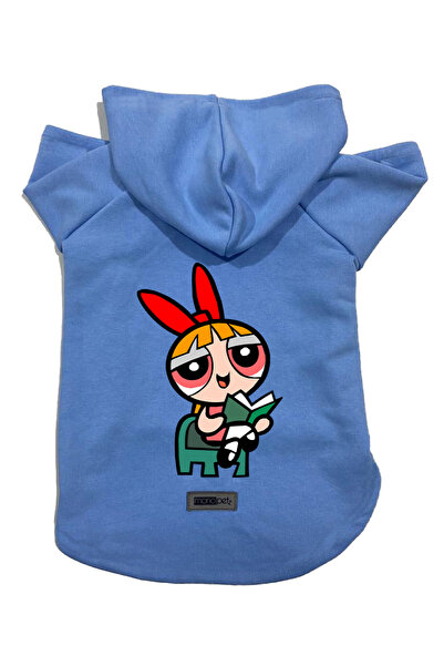 Monopetz سويت شيرت من الصوف بغطاء للرأس ملابس للكلاب والقطط - بلو بلوسوم - مق...