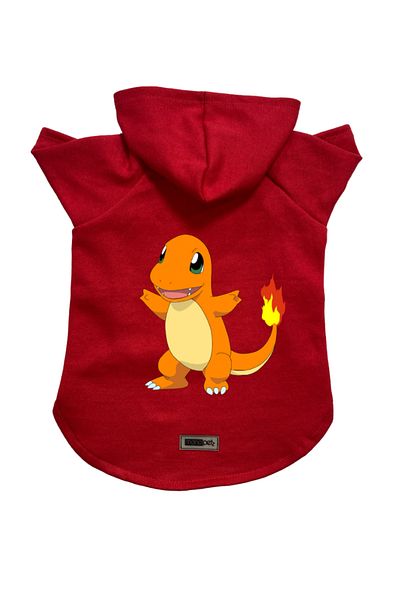 Monopetz Hooded Fleece Sweatshirt Dog and Cat Outfit & Dress - Red Pokemon