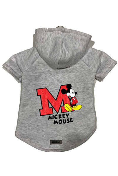 Monopetz Kapişonlu Polar Sweatshirt Köpek ve Kedi Kıyafeti & Elbisesi - Gri Yeni Mickey 2