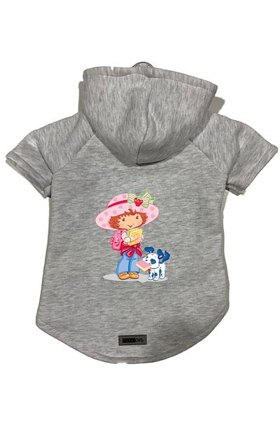 Monopetz Hooded Fleece Sweatshirt Dog and Cat Outfit & Dress - Gray Strawberry Girl and Dog
