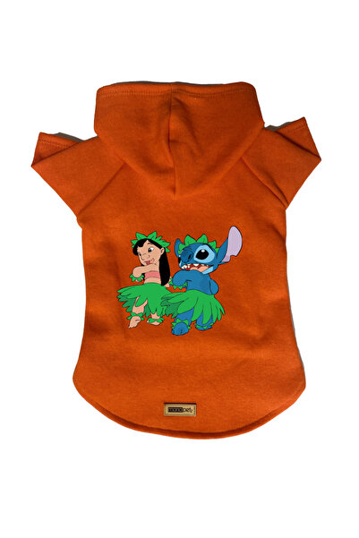Monopetz Hooded Fleece Sweatshirt Dog and Cat Outfit & Dress - Orange Lilo & ...