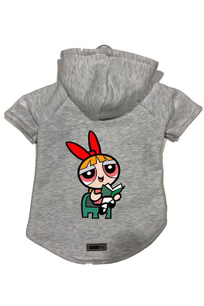 Monopetz Hooded Fleece Sweatshirt Dog and Cat Outfit & Dress - Gray Blossom
