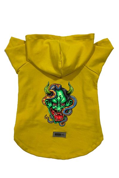 Monopetz Hooded Fleece Sweatshirt Dog and Cat Outfit & Dress - Yellow Master Of The Snake
