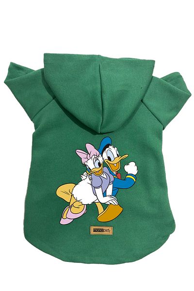 Monopetz Hooded Fleece Sweatshirt Dog and Cat Outfit & Dress - Green Deysi & Donald