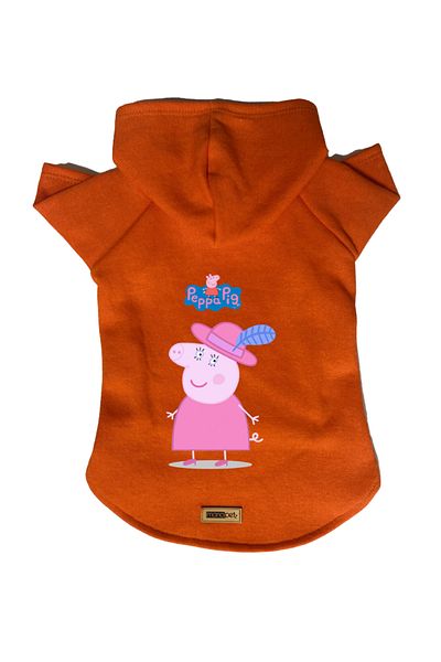 Monopetz Hooded Fleece Sweatshirt Dog and Cat Outfit & Dress - Orange Peppa Pig