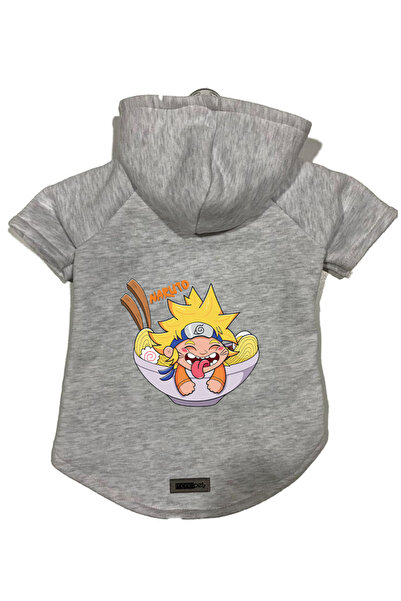 Monopetz سويت شيرت من الصوف بغطاء للرأس للكلاب والقطط - رمادي ناروتو - مقاس S