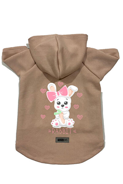 Monopetz سويت شيرت من الصوف بغطاء للرأس للكلاب والقطط - أرنب بيج - مقاس XL