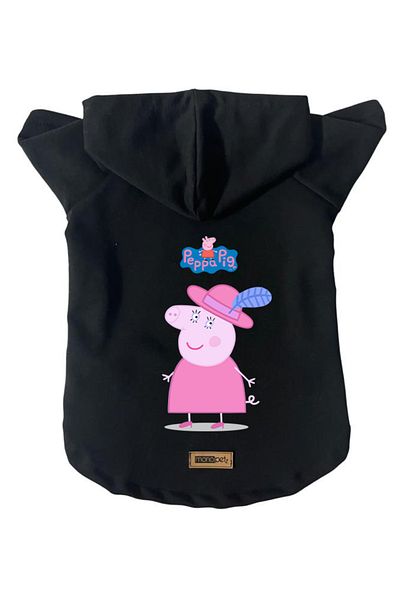 Monopetz Hooded Fleece Sweatshirt Dog and Cat Outfit & Dress - Black Peppa Pig