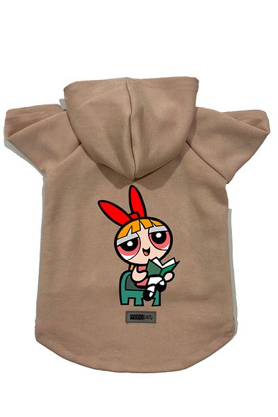 Monopetz Hooded Fleece Sweatshirt Dog and Cat Outfit & Dress - Beige Blossom