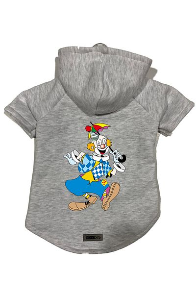 Monopetz Hooded Fleece Sweatshirt Dog and Cat Outfit & Dress - Gray Clown