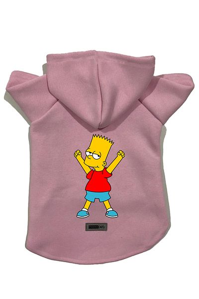 Monopetz Hooded Fleece Sweatshirt Dog and Cat Outfit & Dress - Pink Bart Simpson