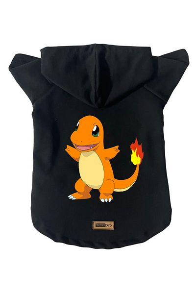 Monopetz Hooded Fleece Sweatshirt Dog and Cat Outfit & Dress - Black Pokemon