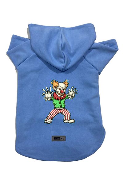 Monopetz Hooded Fleece Sweatshirt Dog and Cat Outfit & Dress - Blue Evil Clown