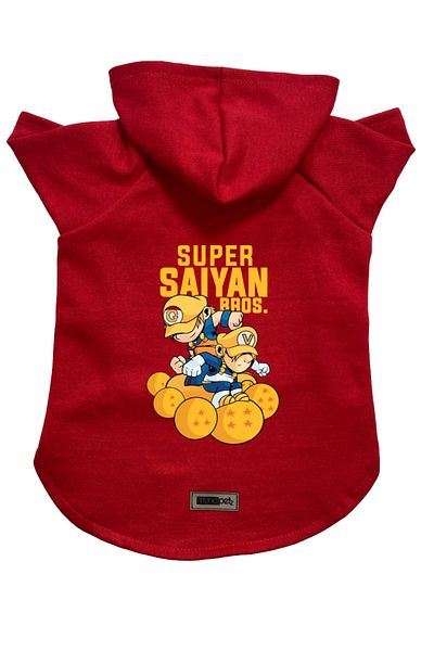 Monopetz Hooded Fleece Sweatshirt Dog and Cat Outfit & Dress - Red Goku Vegeta