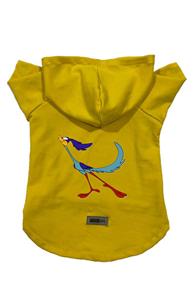 Monopetz سويت شيرت من الصوف بغطاء للرأس ملابس للكلاب والقطط - أصفر Road Runne...