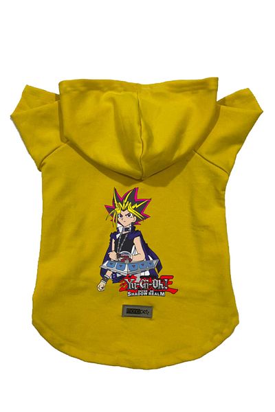 Monopetz Hooded Fleece Sweatshirt Dog and Cat Outfit & Dress - Yellow Yugi Oh