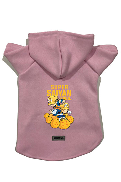 Monopetz سويت شيرت من الصوف بغطاء للرأس ملابس للكلاب والقطط - وردي Goku Vegeta