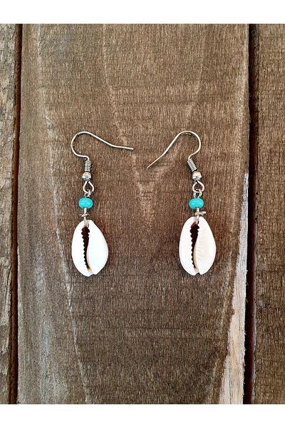 özde dekor Real Sea Shell, Colorful Beaded Earrings (MINT)
