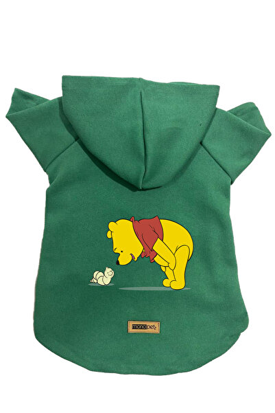 Monopetz Kapişonlu Polar Sweatshirt Köpek ve Kedi Kıyafeti & Elbisesi - Yeşil Winnie The Pooh - L Beden