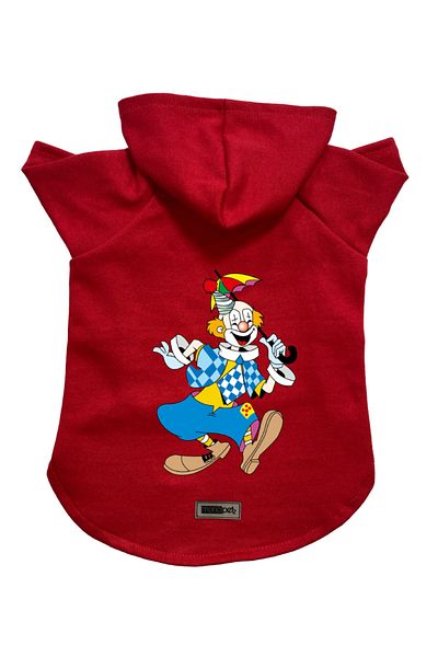 Monopetz Hooded Fleece Sweatshirt Dog and Cat Outfit & Dress - Red Clown