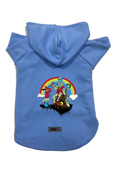 Monopetz Hooded Fleece Sweatshirt Dog and Cat Outfit & Dress - Blue City 28