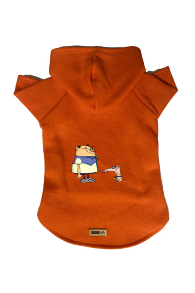 Monopetz سويت شيرت من الصوف بغطاء للرأس للكلاب والقطط - برتقالي - مقاس L