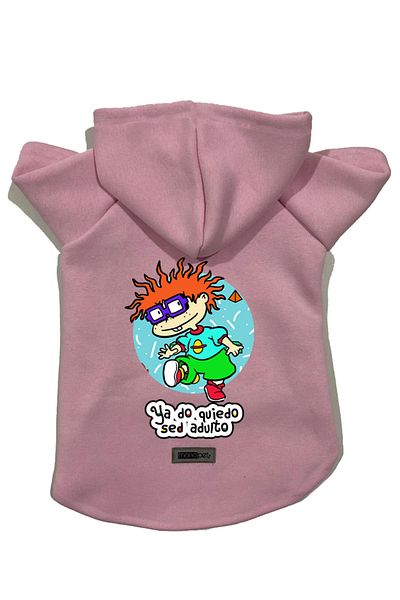 Monopetz Hooded Fleece Sweatshirt Dog and Cat Outfit & Dress - Pink Rugrats Carlitos