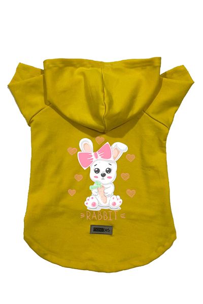 Monopetz Hooded Fleece Sweatshirt Dog and Cat Outfit & Dress - Yellow Rabbit