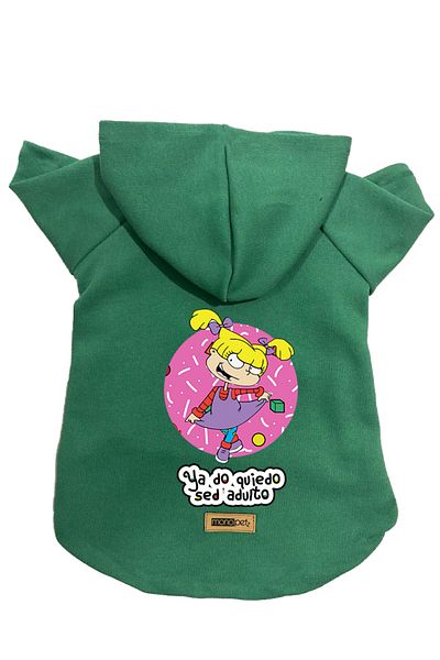 Monopetz Hooded Fleece Sweatshirt Dog and Cat Outfit & Dress - Green Rugrats Angelica