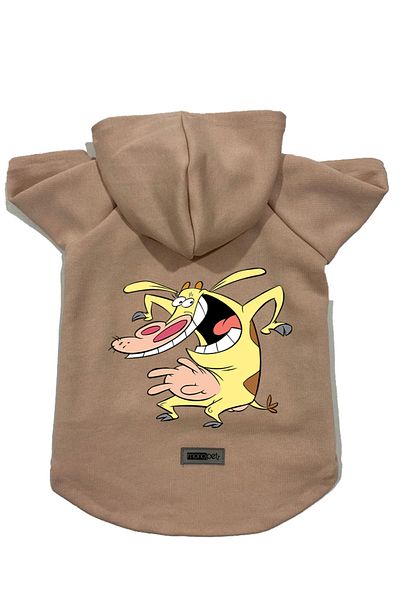 Monopetz Hooded Fleece Sweatshirt Dog and Cat Outfit & Dress - Beige Cow
