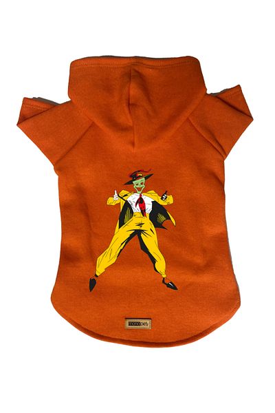 Monopetz Hooded Fleece Sweatshirt Dog and Cat Outfit & Dress - Orange Mask