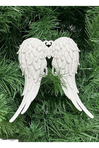 DMS DEKOR Christmas Pine Tree Vine Ornament Glitter Angel Wing Wing