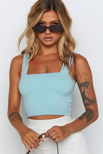 Madmext Mad Girls Baby Blue Crop Mg1010