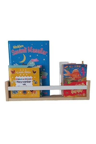 Vegüba Ahşap Dekoratif Montessori Kitaplık İç Mekan ve Çocuk Odası Duvar Rafı