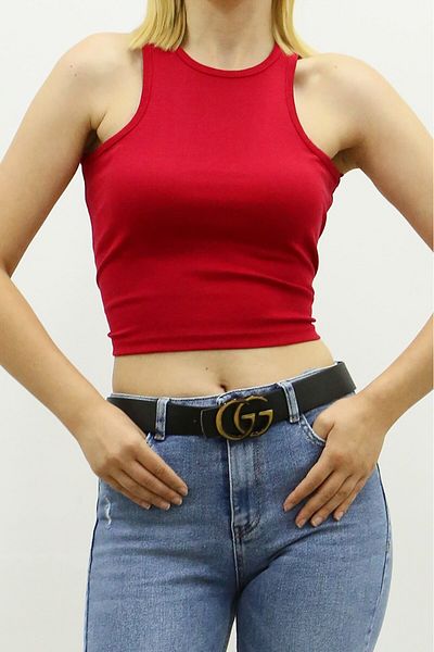 Madmext Mad Girls Claret Red Crop Top MG361