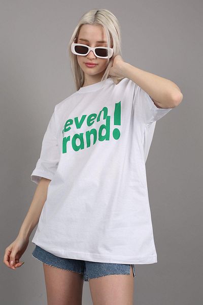 Madmext Tricou oversize cu imprimeu alb Mg1489