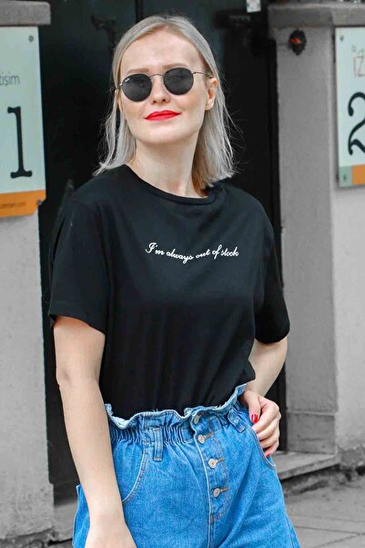 Madmext Mad Girls Black printed T-shirt Mg457