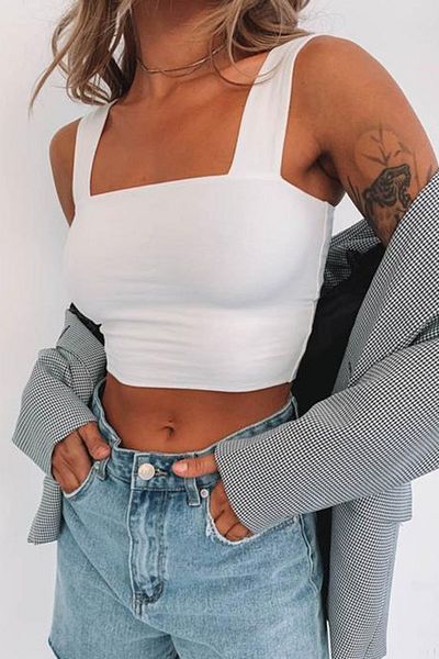 Madmext Mad Girls White Crop Mg1010