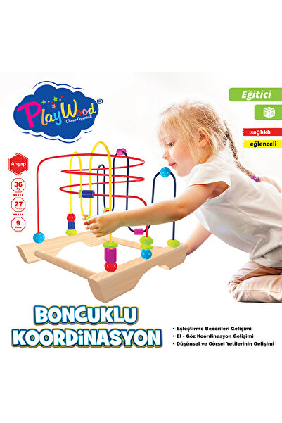 Farklıca Ahşap Boncuklu Koordinasyon Oyunu Helezon Yay Labirent Eğitici Oyunc...