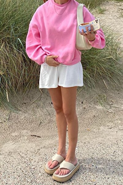 Madmext Rosa Basic-Sweatshirt mit Rundhalsausschnitt Mg1559