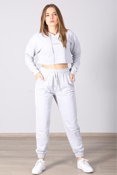 Madmext Mad Girls Graues Trainingsanzug-Set mit Kapuze für Damen Mg465-1